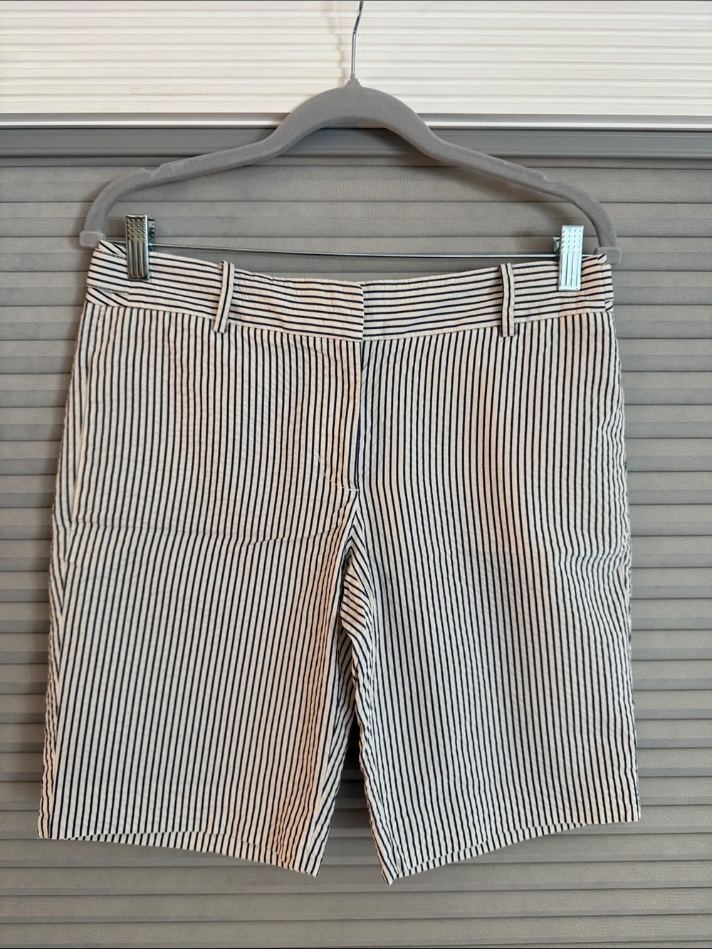 J. Crew Navy and Cream Striped City Fit Shorts